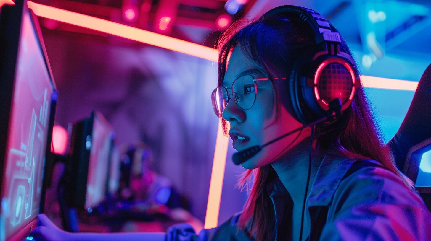 Professional Vietnamese customer service woman with headset smiling warmly